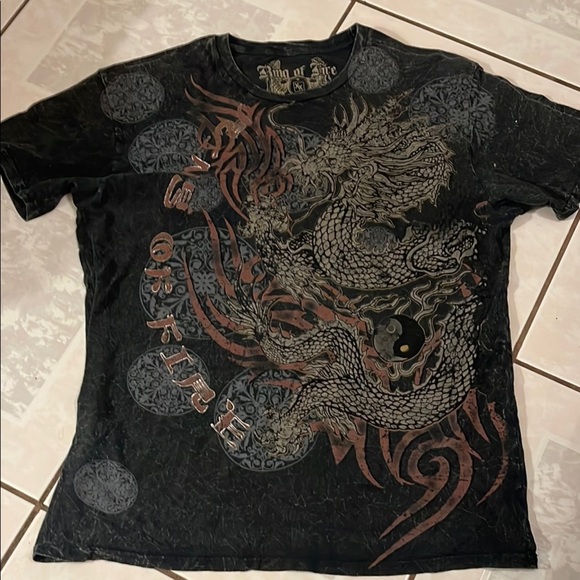 Ring of Fire Black and Brown Dragon Tee - Picture 1 of 5